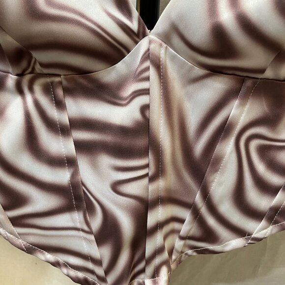 Glassons Brown Swirl  Corset-Brown, White-Sz 10 - Picture 9 of 9